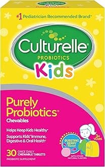 Kids Chewable Daily Probiotic for Kids – Natural Berry – Supports Immune, Digestive, and Oral Health – for Age 3+ – Gluten,Dairy,Soy-Free – Packaging May Vary – 30 Count