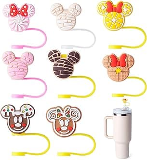 8-Piece Cartoon Mice Straw Covers for Stanley Cup, 0.4in/10mm Diameter Straw Toppers Cap,Compatible with Stanley 20 30&40 0z Cup, Dust-Proof Straw Caps for Water Bottle