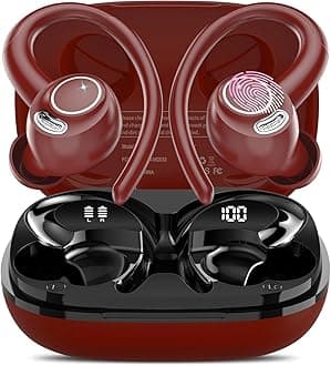 Wireless Earbuds Bluetooth 5.3 Headphones Sport, 2024 Wireless Earphones with Earhooks, HiFi Stereo Deep Bass with ENC Mic, 40H Dual LED Display, IPX7 Waterproof Ear Bud for Small Ear Running/Workout
