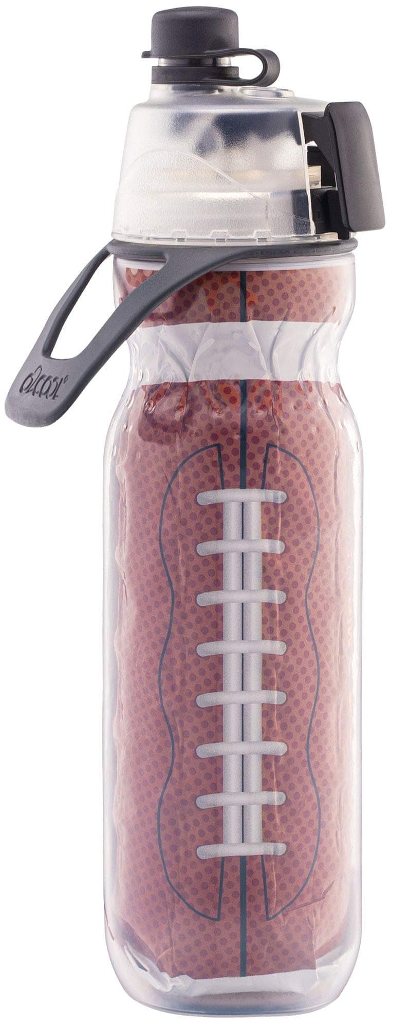 O2COOL Mist 'N Sip Misting Water Bottle No Leak Pull Top Spout Sports Water Bottle 20 oz (Football)