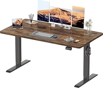 Devoko Electric Standing Desk Height Adjustable Desk 140 x 60 cm, Stand Up Table for Kids and Adults, Sit Stand Adjustable Height Tabl for Home Office,Rustic Brown