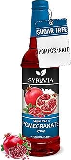 Syruvia Sugar-Free Pomegranate Syrup, Flavored Syrup for Drinks, Cocktails, Lemonades, Iced Teas, and Desserts – 25.4 fl oz