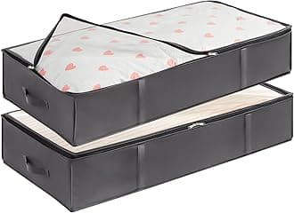 Lifewit 2 Pack 95L Under Bed Storage, Underbed Storage Boxes with lid Clothes Storage Bag Wardrobe Storage Organiser with Reinforced Handle, PVC Window for Duvet, Blanket, Clothing, Shoes, Grey