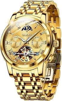 Mens Automatic Watches Skeleton Mechanical Self Winding Luxury Fashion Dress Wrist Watch Luminous Waterproof