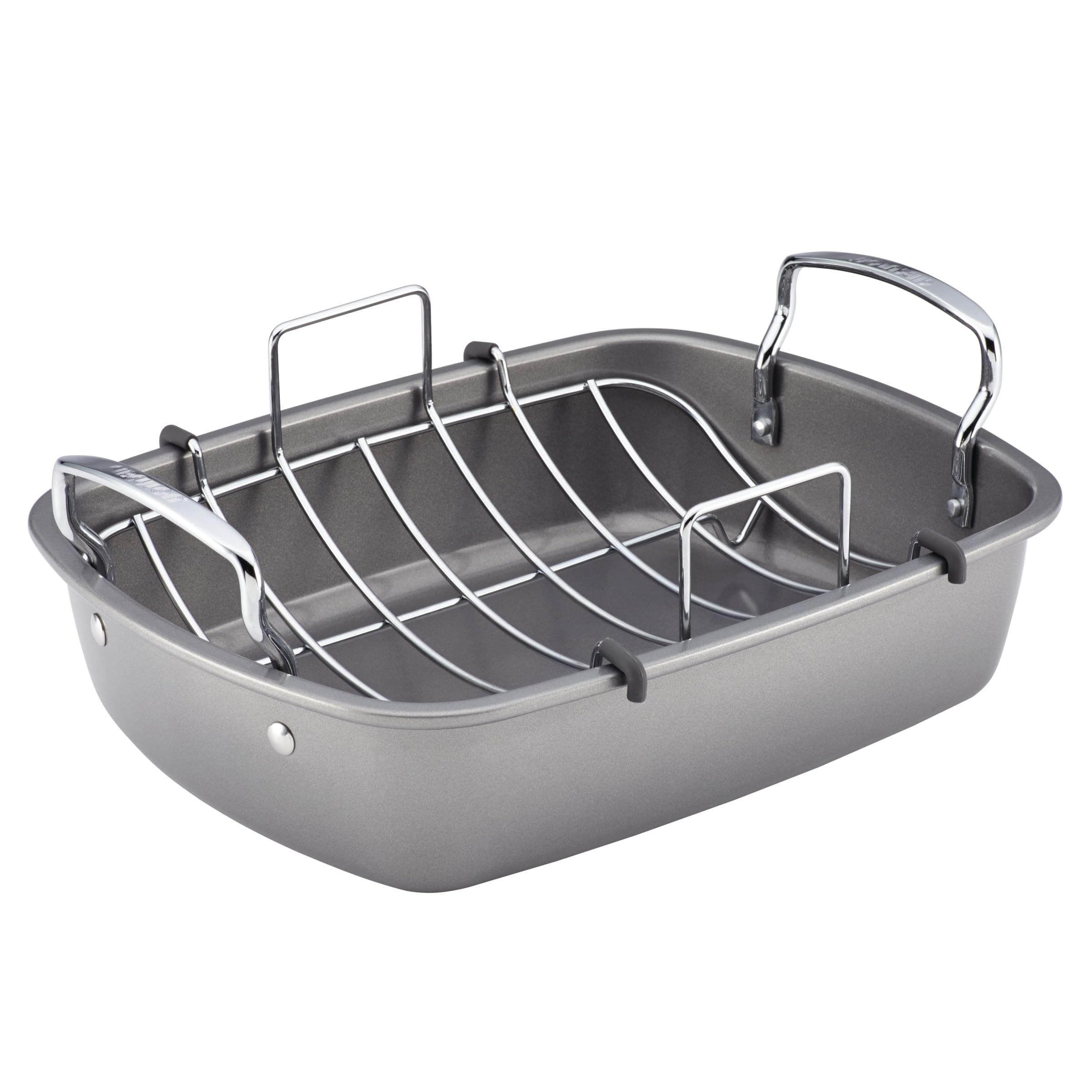 Circulon Total Bakeware Nonstick Roaster, Roasting Pan with Rack, 17-Inch x 13-Inch, Gray