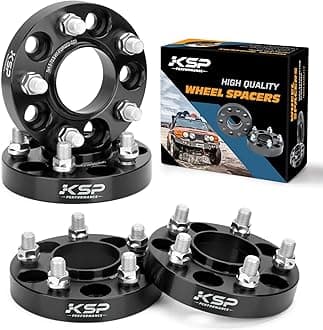 KSP 5X4.5 Wheel Spacers for Mustang Explorer, 1 inch 5x114.3mm Tire Spacers Adapters 25mm Thick 70.5mm Hub Bore with M14x1.5 Thread Pitch Fit for 2015-2026 Mustang GT500 GT350 Mach 1 Black 4PCS