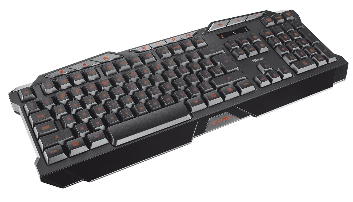 Trust GXT 280 Adjustable LED RGY Backlit Wired Gaming Keyboard, Programmable Keys, Black