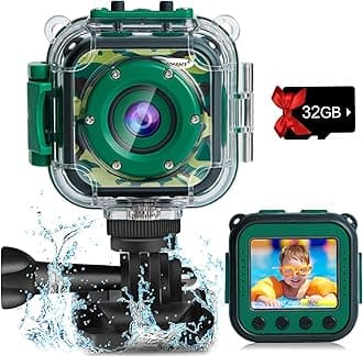PROGRACE Waterproof Camera for Kids - Children Digital Video Cameras Underwater Camera 1080P Toddler Sports Cameras for Boys Birthday Cámara Pool Toys Age 3 4 5 6 7 8 9 10 11 12