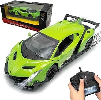 QUN FENGRemote Control RC CAR 2.4G Racing Cars Compatible with Lamborghini Veneno Officially Licensed 1:24 Toy RC Cars Model Vehicle for Boys 6,7,8 Years Old,Green