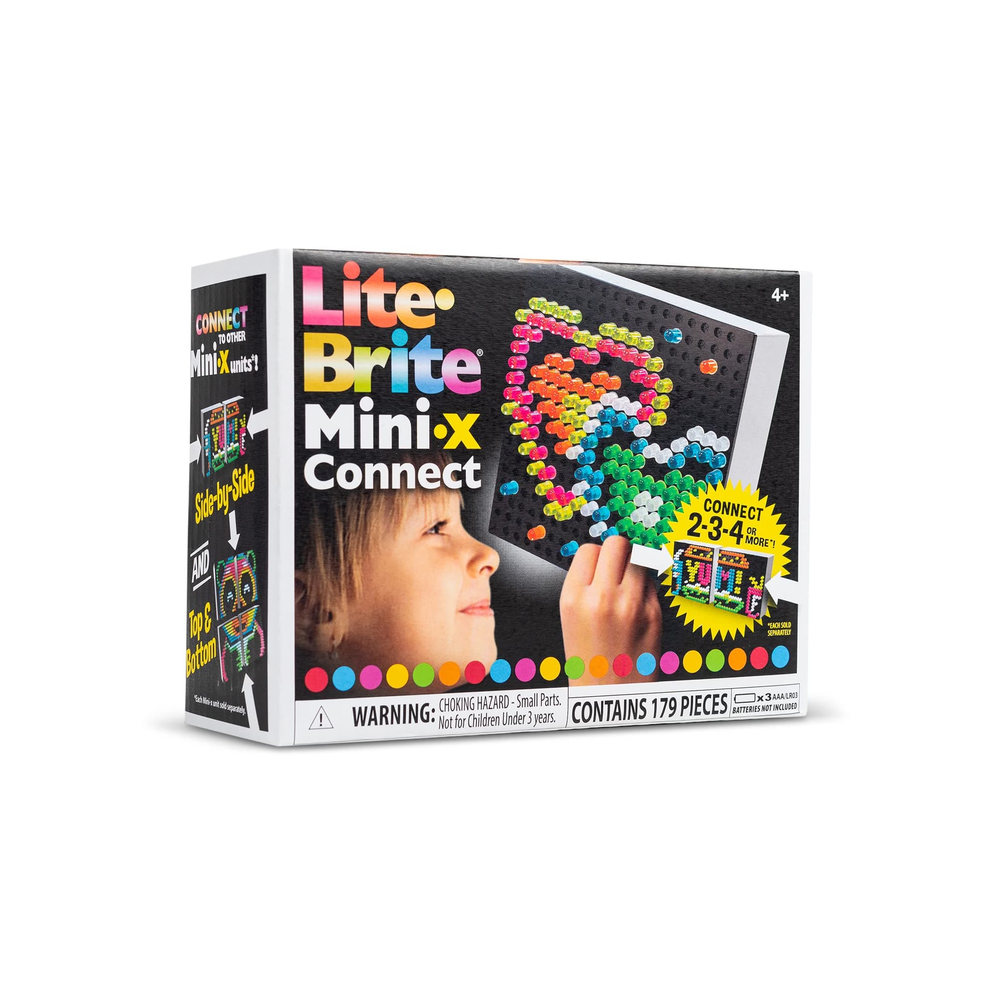 Lite Brite Mini-X Connect | Light Up Drawing Board With Colours | Travel Toys Creative Play | Glow Art Neon Effect | Light Toys for Kids Ages 4+ | Basic Fun 02322