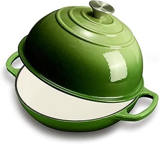 Enameled Cast Iron Bread Oven for Sourdough, Dutch Oven for Bread Baking with Lid, Dutch Oven Bread Pan, 6 Qt, Green