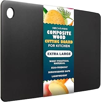 Dishwasher Safe Cutting Boards for Kitchen - Extra Large Composite Wood Cutting Boards - Thin, BPA Free & Eco-Friendly Chopping Board (18 x 12 Inch, Slate Black)