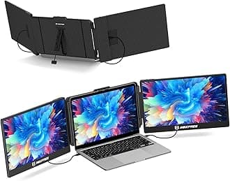 S2 Triple Monitor for Laptop, 14'' Laptop Monitor Extender Plug & Play, 1080P HD Portable Laptop Screen Extender for 13-17'' Laptops, Compatible with Windows/Mac/Surface/Android/Switch