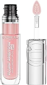 L'Oreal Paris Plump Ambition pH Hyaluron Lip Oil, Color Shifting Lip Tint with 24HR Hydration, Volumizing Shine and Lasting Color, 020 pH Rosé
