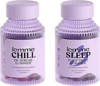Chill & Sleep Bundle - Stress Relief Gummies with KSM-66 Ashwagandha & Deep Sleep Gummies with Melatonin and Magnesium to Fall Asleep Faster - Gluten-Free and Non-GMO (Variety Pack of 2)