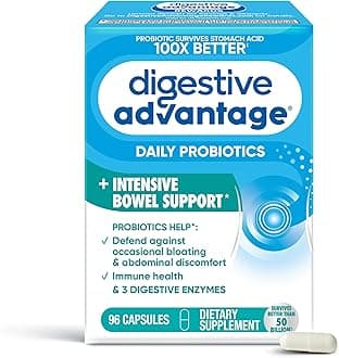 IBS Daily Probiotic Capsules for Digestive Health & Gut Health, Digestive Advantage Probiotics For Men and Women (96 count box) - Digestible Enzymes