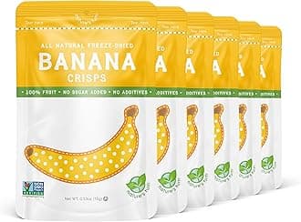 Nature’s Turn Freeze-Dried Banana Crisps – Healthy, Gluten-Free, Crispy & Delicious, Plant-Based Snack, Ideal for Cereal, Smoothies, School Lunches, & On-the-Go, Bags of 6 (0.53 oz Each)