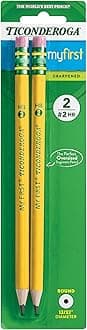 Ticonderoga My First Wood-Cased Pencils, 2 HB Soft, Pre-Sharpened, Yellow, 2 Count