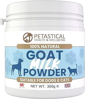 Goat Milk Powder for Dogs & Cats, 100% Natural, Rich in Nutrients & Probiotics, Tasty Food Topper or Milk Alternative, Supports Digestion, Immunity & Hydration (300g)