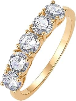 14K Gold Plated Premium Cubic Zirconia Engagement Ring for Women | Promise Eternity Ring Jewelry