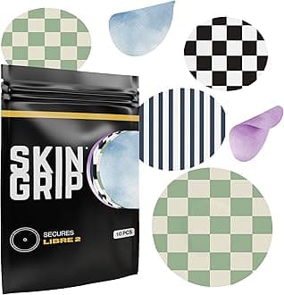 Skin Grip Freestyle Libre 2 Sensor Covers & Lingo CGM – Waterproof and Sweatproof Adhesive for 10-15 Days, Pre-Cut Medical Tape, Continuous Glucose Monitor Patch – Classics (10-Pack)