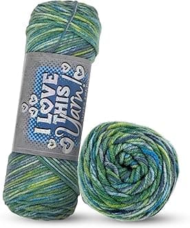 I Love This Yarn 4 - Medium – Soft Skein – 252 Yards of Acrylic Yarn for Crocheting Blankets, Hats, & More – Craft Supplies for Handcrafting Accessories, Blue Green