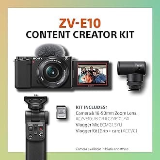 Sony Alpha ZV-E10 - APS-C Interchangeable Lens Mirrorless Vlog Camera Kit & Content Creator Kit Black