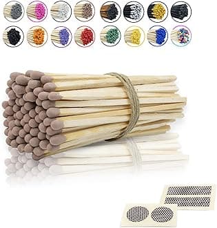 4" Inch Long Wooden Refill Matchsticks with Strike Stickers - Safety Matches Wholesale Bulk Loose by Chandler Studio (50 Pieces, Brown)