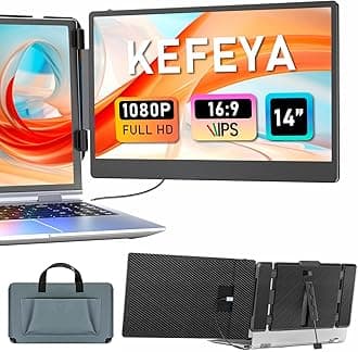 KEFEYA 14" Portable Monitor Extender, 1080P FHD IPS, Laptop Screen Extender with USB-C/HDMI, Plug n Play for Windows/Chrome/Mac/Switch/PS5