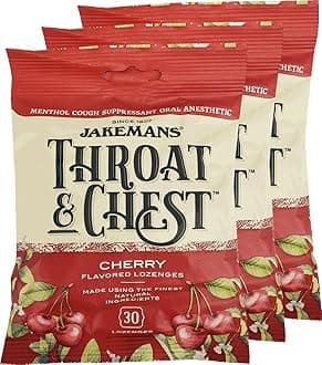 Cherry Throat & Chest Lozenges Cough Drops – Cough, Sore Throat and Seasonal Distress Soothing Relief – Liquid Drop Shape – 30 Lozenges (3 Pack)