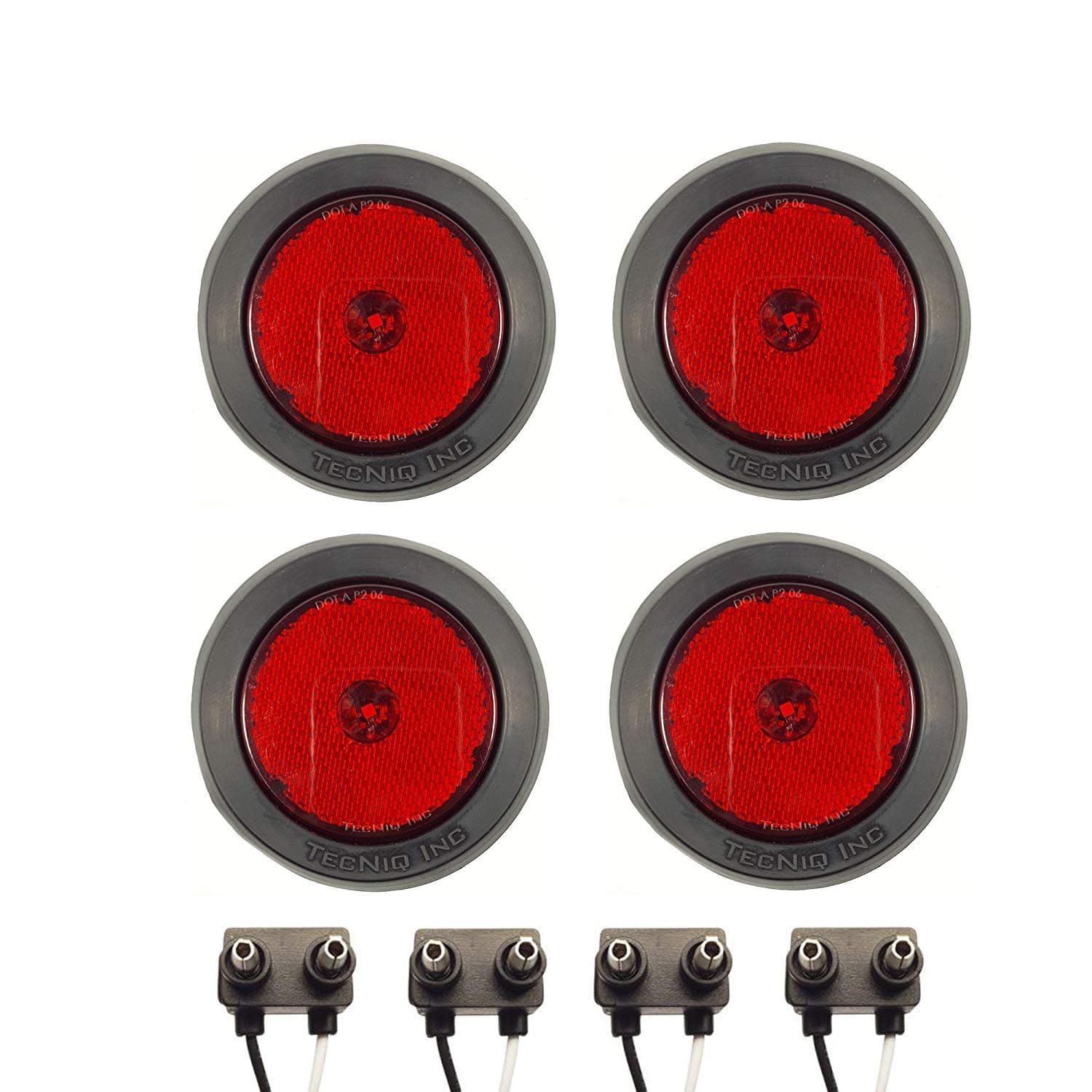 (4) LED 2.5" Round Red Clearance/side Marker Light Kit with Light Grommet and Wire Pigtail Truck Trailer Rv - Made in USA with!