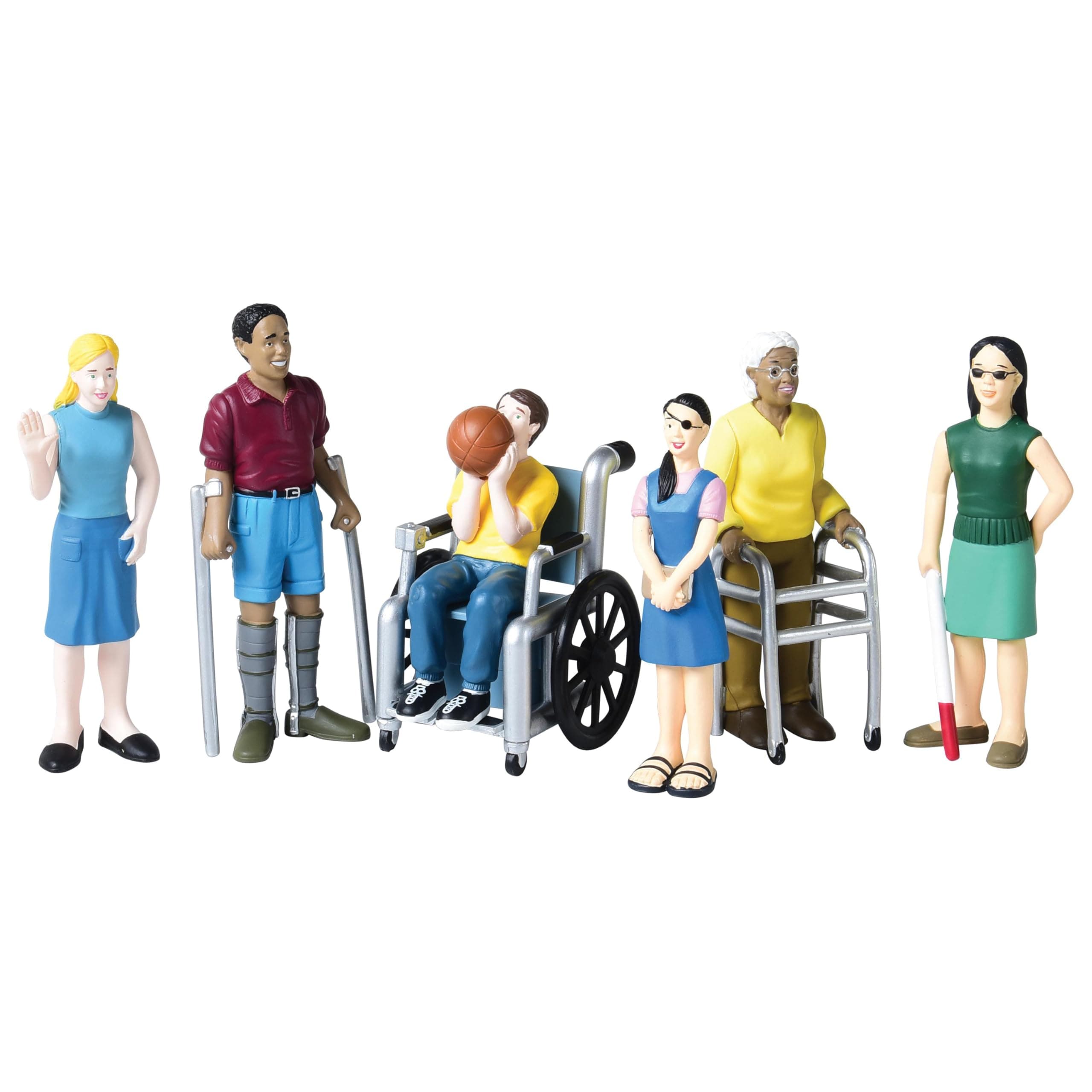 Creative Minds Marvel Education Diverse Abilities Toy Figure Set for Kids Ages 3+, Set of 6 Inclusive Toy Figurines with Wheelchairs, Canes, and More, Multicolor