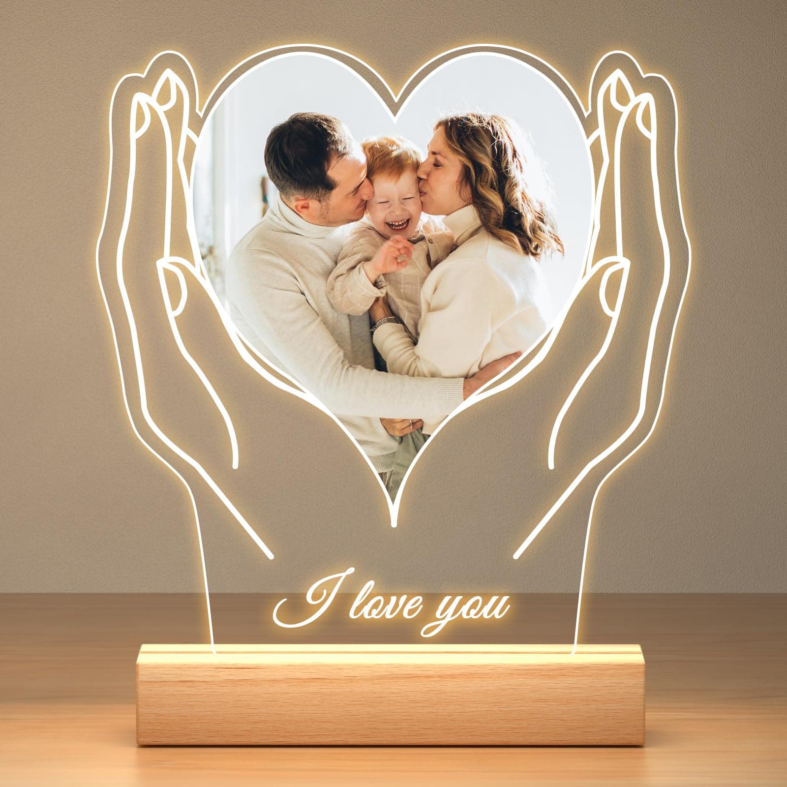 Jkolalin Custom Picture Frames with Photo, Customized Photo Frame, Personalized Picture Frame, Customized Birthday Gifts for Women Men Mom Dad Baby Kids Grandma Grandpa Family