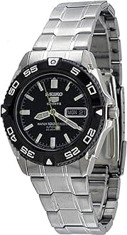 5 Men's Black Dial Stainless Steel Automatic Watch - SNZB23J1