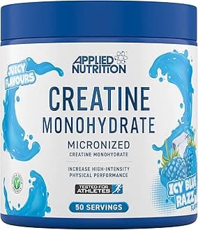 Applied Nutrition Creatine Flavoured - Creatine Monohydrate Micronized Powder with Flavour, Increases High-Intensity Physical Performance (250g - 50 Servings) (Icy Blue Raz)