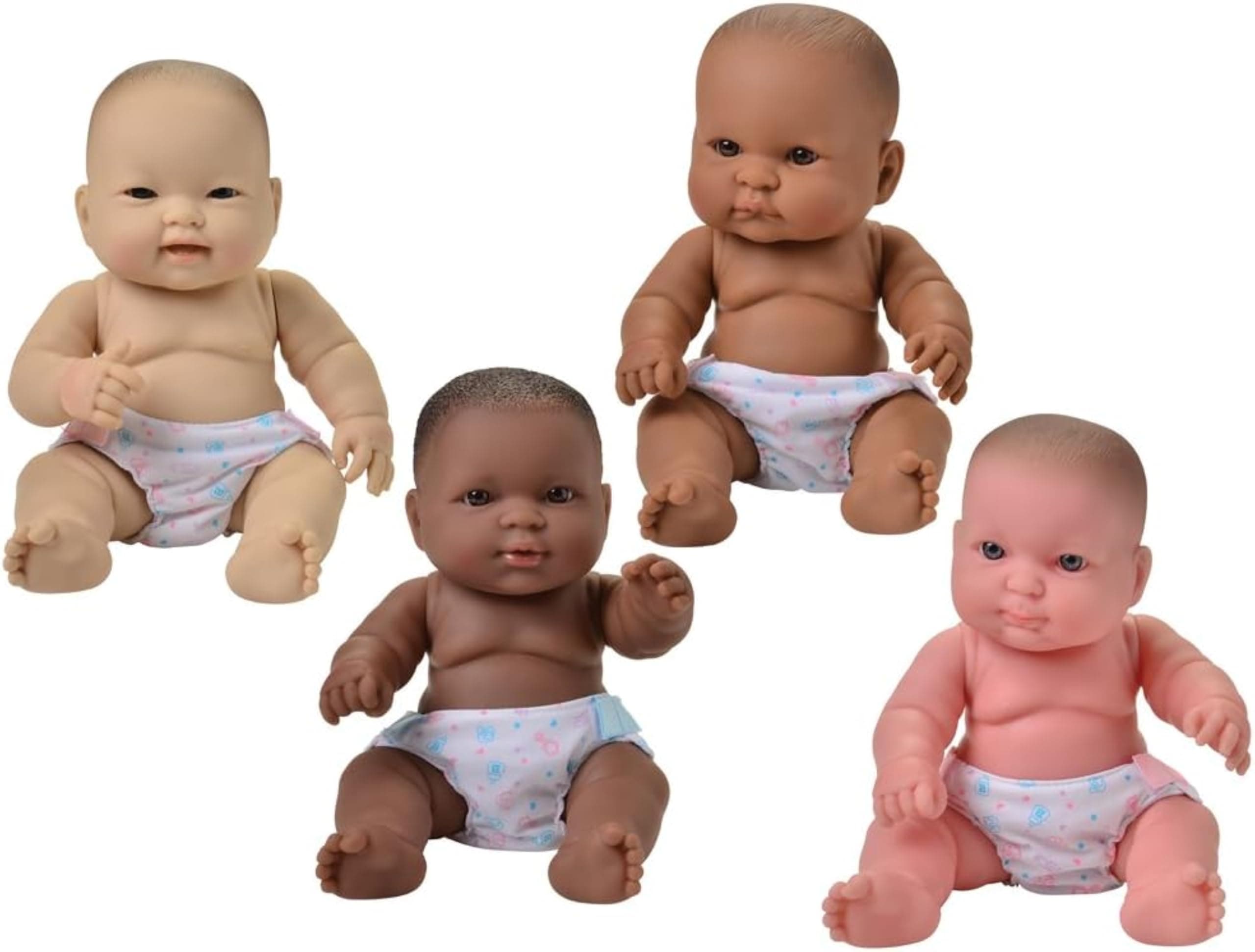 Constructive Playthings Huggable Multi-Cultural Baby Dolls for Kids, Set of 4