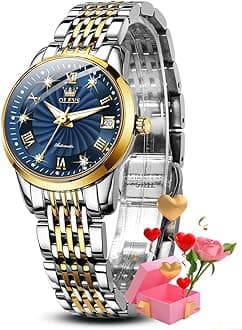 OLEVS Automatic Women Watches Diamond Tourbillon Dress Wrist Watches Moon Phase Waterproof Luminous