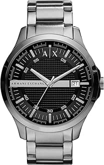 Armani Exchange Hampton Analog Black Dial Silver Band Men's Stainless Steel Watch-AX2103