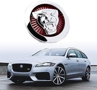 Emblem Compatible with XE XF XJ F-Type F-PACE Front Center Grille Emblem 3.38inch Car Badge Emblem Leopard Jagvar Accessories(Front Red-Chrome)