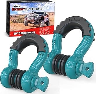 Nilight 2 Pack 3/4" D-Ring Shackle with 7/8" Screw Pin 41,887lbs Break Strength, Heavy Duty Off Road Recovery Shackle with Isolators Washers for Use with Tow Strap, Winch, Off-Road Jeep Truck Vehicle