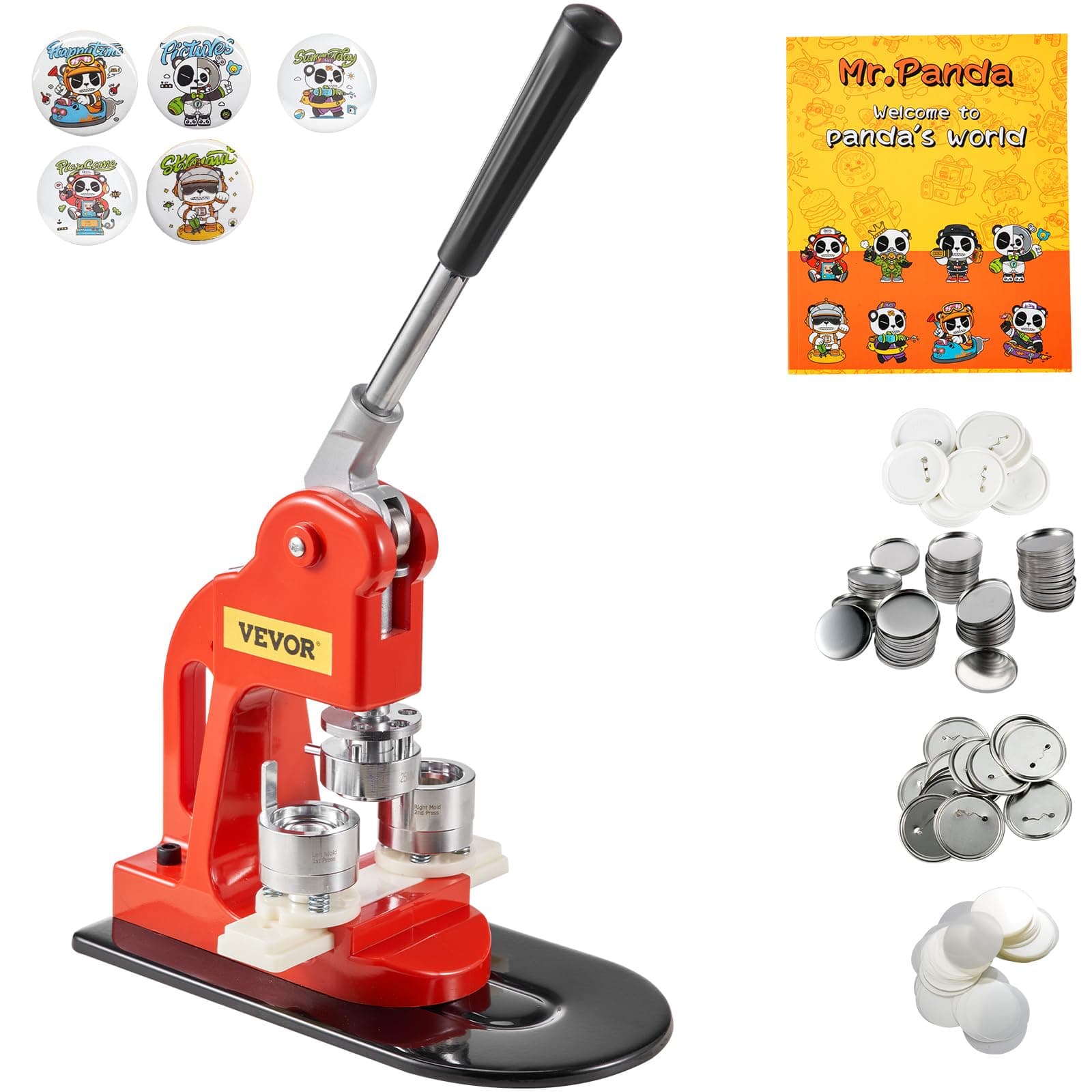 Button Maker Machine, 25mm (1 inch) Badge Punch Press Kit, Children DIY Gifts Pin Maker, Button Making Supplies with 500pcs Button Parts & Circle Cutter & Magic Book