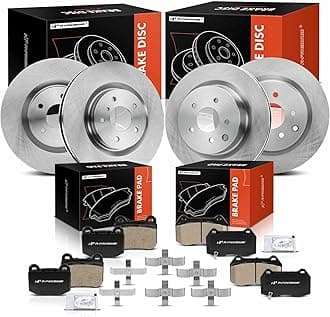 A-Premium Front and Rear Vented Disc Brake Rotors + Ceramic Pads Kit Compatible with Select Infiniti and Nissan Models - G35 2004, 350Z 2003-2008, 12-PC Set