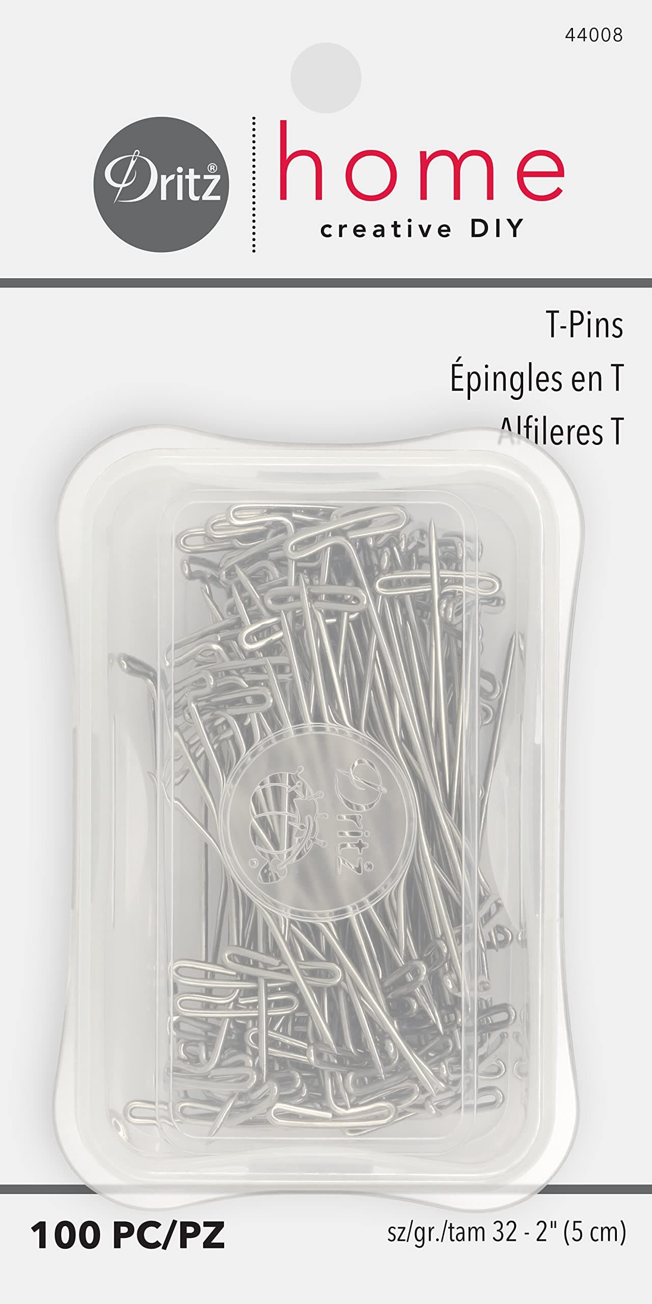 Dritz 2" T-Pins, 100-Pack, Nickel, 100