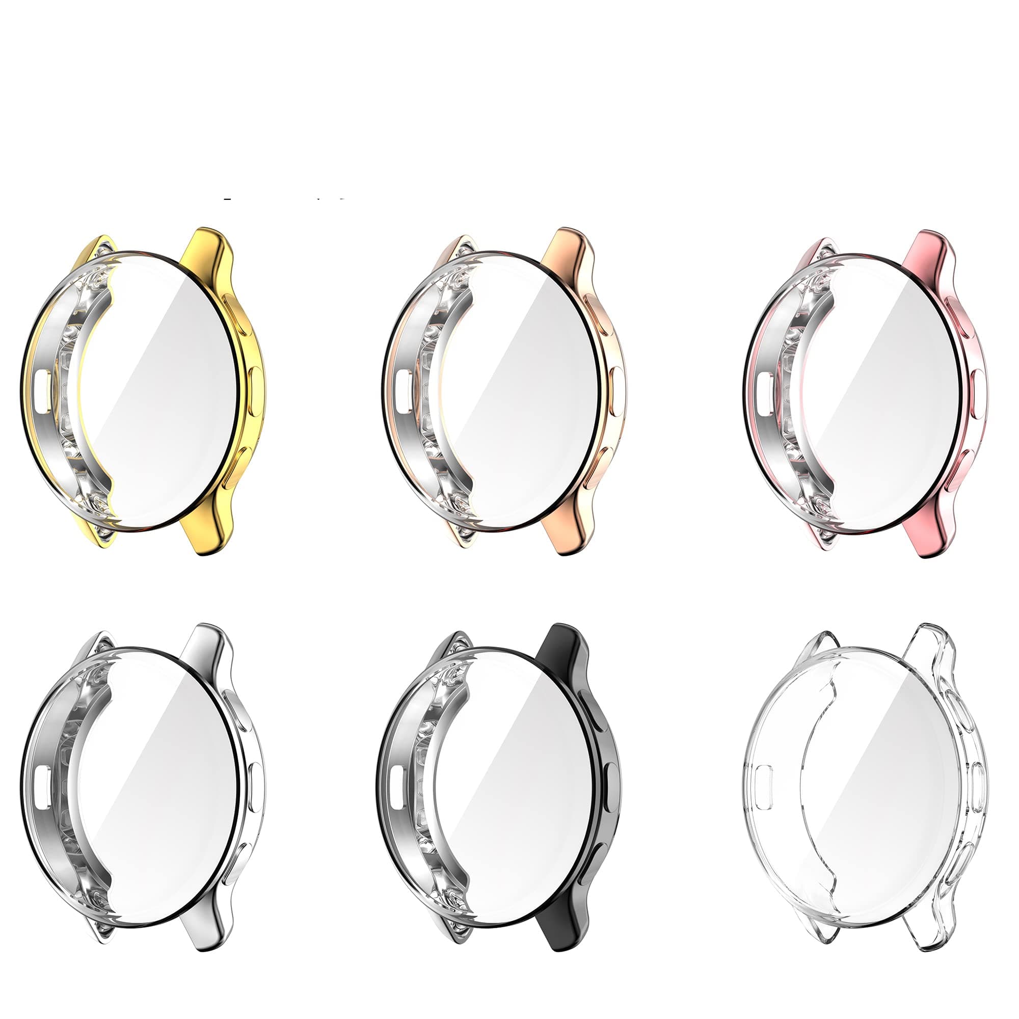 Compatible with Garmin Venu 2 Plus Watch Screen Protector Case TPU Slim Case Cover [Plating Metal Color Frame] [3D Full Coverage] Shell Protective