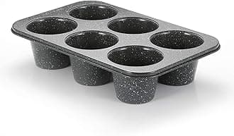 Jumbo Deep Muffin pan 6 cup large cupcake pan gray granite finish Carbon steel muffin tin 3.5x3inch cup (deep 6 cup)
