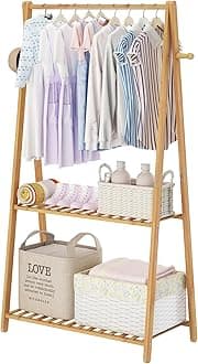 COOGOU Kids Clothing Rack for Hanging Clothes Portable Clothes Rack Wooden Dr...