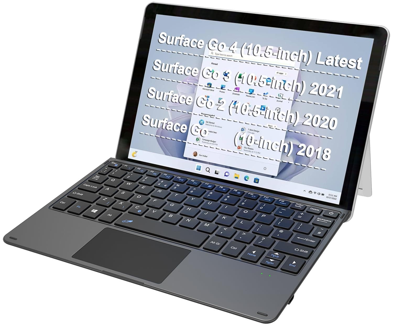 Microsoft Surface Go Type Cover, Ultra-Slim Portable Bluetooth Wireless Keyboard with Touchpad for Latest Surface Go 4, 3 (2021), 2 (2020) and Built-in Rechargeable Battery