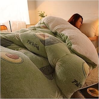 RRNAR Down Duvet, Cashmere Quilt, Quilt/quilts, Comforter, Winter Quilt Thicken Lamb Cashmere Duvet for All Seasons, Soft and Durable Heavy Quilts, Machine Washable,F,180x220cm(4kg) [Energy Class A]