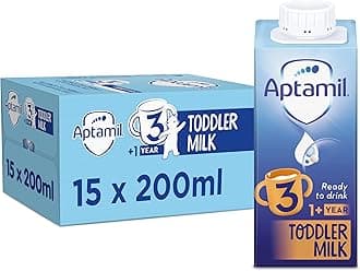 Aptamil 3 Toddler Baby Milk Ready to Use Liquid Formula, 1-3 Years, 200ml (Pack of 15),package may vary