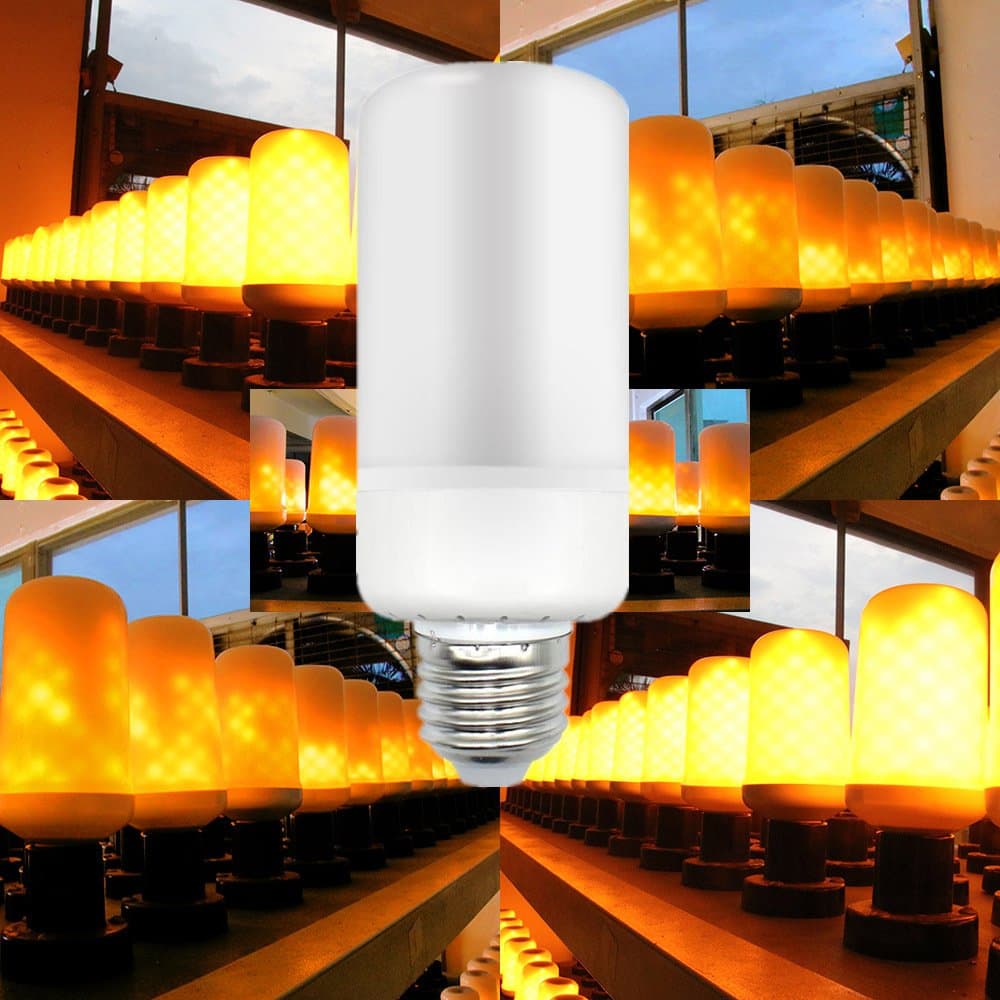 LED Flame Effect Light Bulbs, E26 LED Flickering Flame Decorative Light , 2835 LED Beads 3 Modes Creative with Flickering Emulation Lamps Vintage Flaming Atmosphere Lighting for Bar/ Hotel/Festival